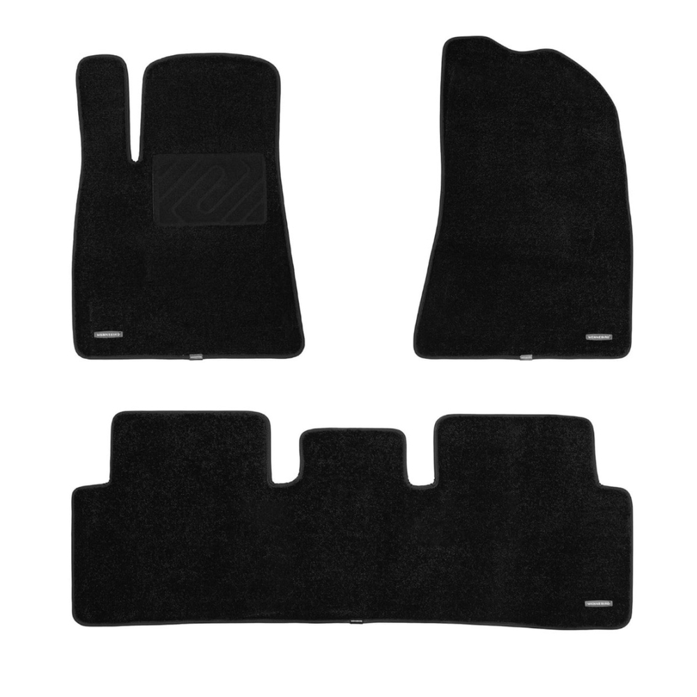 For Tesla Model 3 2017-2025 Car Floor Mats Carpets Front & Rear Set of 3 Black
